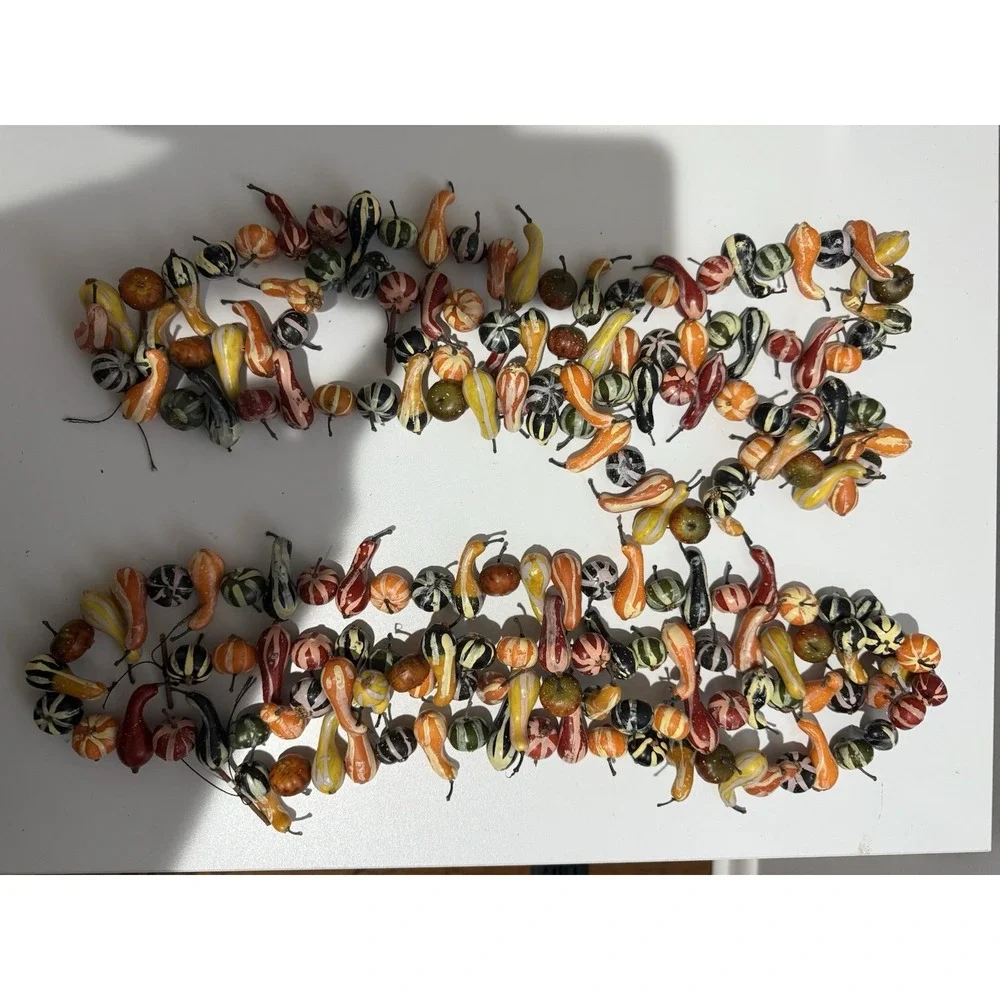 2 Fall Mini Gourds Garland Strands Thanksgiving Draping Decor 69